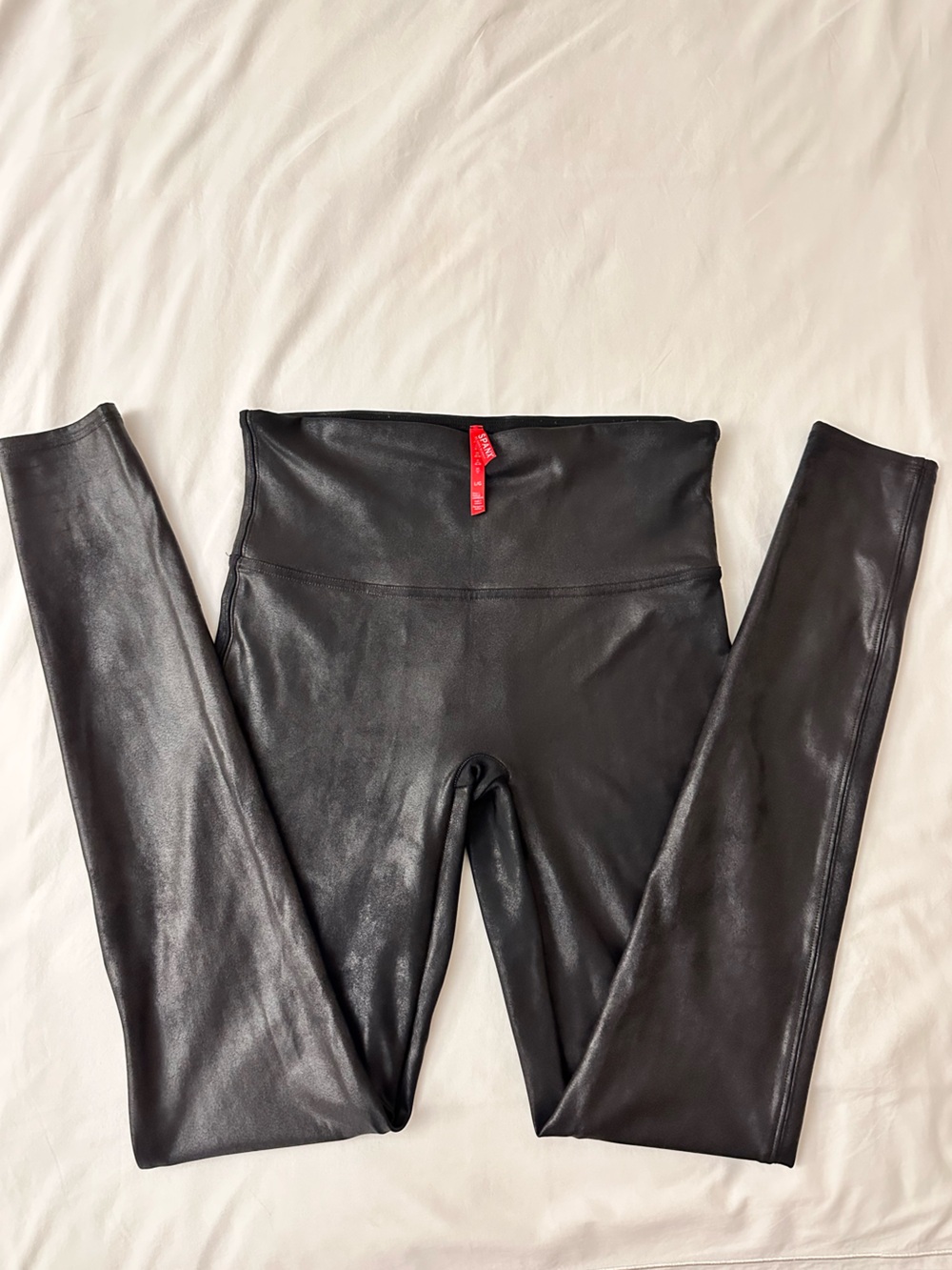 SPANX Black Faux Leather-Look High-Waist Leggings
